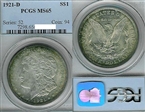 1921-D $1 MS65