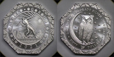 2021 $60 Clark Gruber "$60" OCTAGON OWL, 999 Silver, 1.5 Troy oz. BU PL