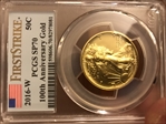 2016-W 50C 100th Anniversary Gold 100th Anniversary Label First Strike SP70
