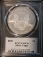 2008 $1 Silver Eagle Cleveland Eagle with sun MS70