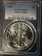 1989 $1 Silver Eagle MS69