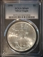 1998 $1 Silver Eagle MS69