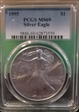 1995 $1 Silver Eagle MS69