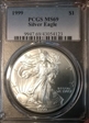 1999 $1 Silver Eagle MS69