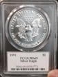 1991 $1 Silver Eagle MS69