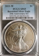 2011-W $1 Burnished Silver Eagle 25th Anniversary Set SP69