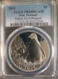 2011 $5 Yellow Eyed Penguin PR68DCAM