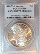 1880/79-S $1 VAM 8, Doubled 18-0 MS66