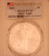 2022 $1 Silver Eagle First Day of Issue MS70