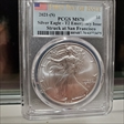 2021-(S) $1 Silver Eagle - T2 Emergency Issue Struck at San Francisco First Day of Issue MS70