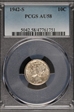 1942-S 10C AU58