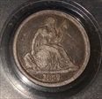 1837 10C Seated, Large Date F15