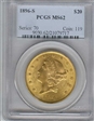 1896-S $20 MS62