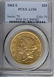 1862-S $20 AU50