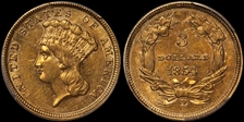 1854-D $3 AU55