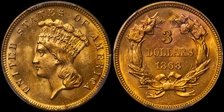 1868 $3 MS64