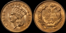 1874 $3 MS64