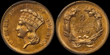 1869 $3 MS63