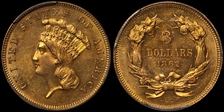 1862 $3 MS64