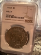 1925-S $1 peace dollar AU53