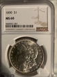 1890 $1 morgan dollar MS60
