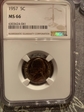 1957 5C JEFFERSON NIckel MS66