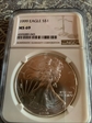 1999 $1 silver eagle MS69