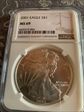 2001 $1 silver eagle MS69