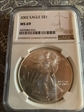 2002 $1 silver eagle MS69
