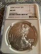2008 $1 silver eagle MS69