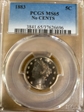 1883 5C No CENTS MS65