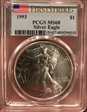 1993 $1 Silver Eagle First Strike MS68