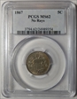 1867 5C No Rays MS62