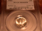 1921 10C MS66FB