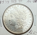 1878 7/8 Tail Feathers Strong $1 Morgan Silver Dollar AU58