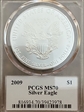 2009 $1 Silver Eagle Jim Peed Signature MS70