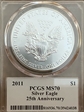 2011 $1 Eagle - 25th Anniversary  Jim Peed Signature MS70