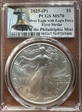 2025-(P) $1 Silver Eagle with Eagle Privy Struck at Philadelphia First Strike MS70