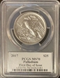 2017 $25 Palladium  First Day of Issue Mercanti Signature MS70