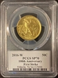 2016-W 50C 100th Anniversary Gold 100th Anniversary Label First Strike SP70