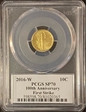 2016-W 10C Mercury Dime Gold 100th Anniversary First Strike Label SP70