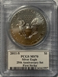 2011-S $1 Silver Eagle 25th Anniversary Set First Strike MS70