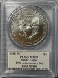 2011-W $1 Burnished Silver Eagle 25th Anniversary Set First Strike SP70