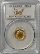 2016-W 10C Mercury Dime Gold 100th Anniversary First Strike Label SP70