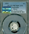1991 1C Silver PR70DCAM