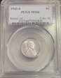 1943-S 1C MS66