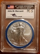 2014-W $1 Burnished Silver Eagle Mint Engraver Series Mercanti Signature SP70