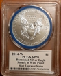 2014-W $1 Burnished Silver Eagle Mint Engraver Series Mercanti Signature SP70