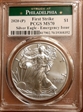 2020-(P) $1 Silver Eagle - Emergency Issue Struck at Philadelphia First Strike MS70
