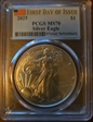 2025 $1 Silver Eagle First Day of Issue MS70